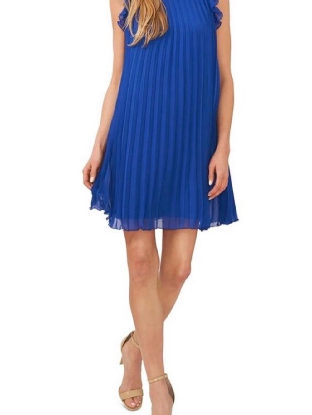 CeCe Cobalt Blue Pleated Mini Dress